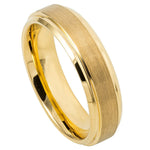 720-6mm Yellow Gold IP Plated Flat Brushed Center with High Polish Stepped Edge