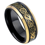 722-8mm Black & Yellow Gold IP Plated Celtic Inlay