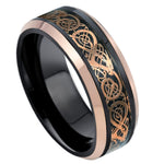 723-8mm Black & Rose Gold IP Plated Celtic Inlay