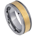 725-8mm Yellow Gold IP Plated Ice Finish Center High Polished Stepped/Beveled Edge