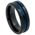 733-8mm Black IP Shiny with Blue IP Plated Grooved Center