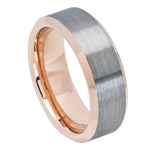 742-8mm Brushed Gun Metal Finish, High Polished Rose Gold Plated Beveled Edge & Inside
