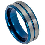 767-8mm Blue IP Plated Center Grooved Brushed Finish Stepped Edge