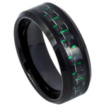 769-8mm Black IP Plated with Green & Black Carbon Fiber Inlay