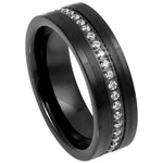 773-8mm Black IP Plated Prong-set Round-cut White CZ Eternity