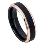 780-6mm Two-Tone Black & Rose Gold IP Brushed Center Step Edge