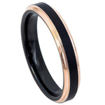 783-4mm Two-Tone Black & Rose Gold IP Brushed Center Step Edge