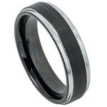 788-6mm Two-tone Black IP Brushed Center & Steel Color Stepped Edge
