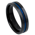 803-6mm Black IP Plated Ring with Blue IP Plated Grooved Center