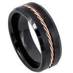 804-8mm Black IP with Rose Gold IP Plated Rope Inlay