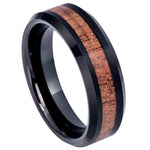 809-6mm Black IP Plated Beveled Edge with Hawaiian Koa Wood Inlay