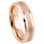 812-6mm Rose Gold IP Plated Brushed Center High Polish Beveled Edge