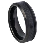 813-6mm Black IP Plated with Black Carbon Fiber Inlay Beveled Edge