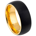 818-8mm Domed Yellow Gold IP Plated Inside & Black IP Plated Brushed Center