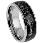 828-8mm Domed Ring with Imitation Meteorite on Black Carbon Fiber Inlay