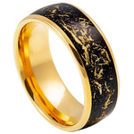 831-8mm Yellow Gold IP Plated with Imitation Meteorite Inlay