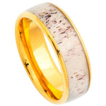 833-8mm Domed Yellow Gold IP Plated Real Deer Antler Inlay