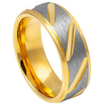 834-8mm Two-tone Gray & Yellow IP Plated Notched Ring