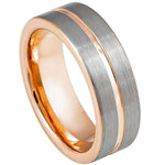 836-8mm Rose Gold IP Plated Inside & Groove Brushed Center