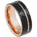 837-8mm Rose Gold & Black IP Plated Faceted Groove