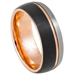 838-8mm Three-tone Natural, Rose Gold & Black IP Plated Groove