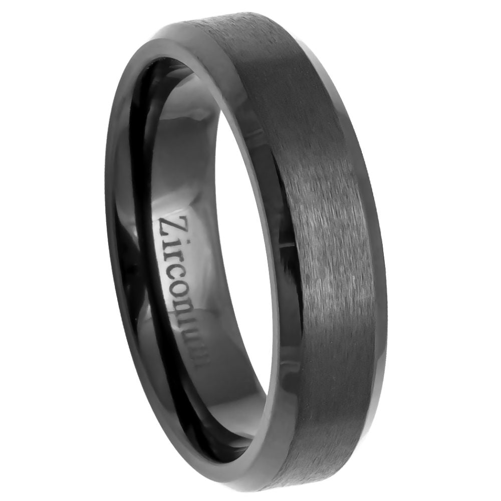 848-6mm Zirconium Natural Gun Metal Tone Brushed Center with Beveled Edge