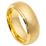 850-8mm Yellow Gold IP Florentine Finish Domed Stepped Edge