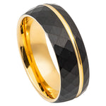 860-8mm Domed Yellow Gold & Faceted Black IP Plated, Off-center Groove