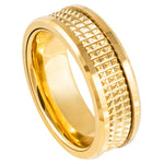 863-8mm Yellow Gold IP Plated Jagged Center