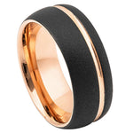 864-8mm Domed Rose Gold & Black IP Plated Sandblasted Finish
