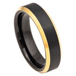 866-6mm Black & Yellow Gold IP Brushed Center Beveled Edge
