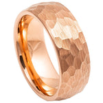 873-8mm Rose Gold IP Plated Hammered Brushed Domed