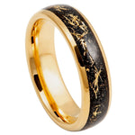 874-6mm Yellow Gold IP Plated with Imitation Meteorite Inlay