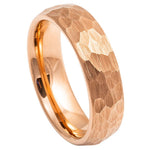 875-6mm Rose Gold IP Plated Hammered Brushed Domed