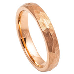 877-4mm Rose Gold IP Plated Hammered Brushed Domed