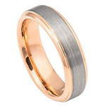 879-6mm Two-tone Rose Gold IP Plated Beveled Edge & Brushed Finish