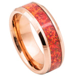 882-8mm Rose Gold IP Plated with Synthetic Red Fire Opal Inlay