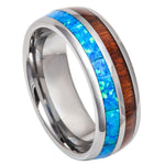 885-8mm Koa Wood & Synthetic Opal Inlay Domed