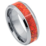 886-8mm Synthetic Red Fire Opal Inlay Beveled Edge