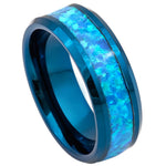 890-8mm Blue IP Plated with Synthetic Blue Green Opal Inlay