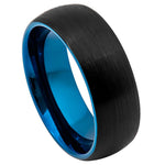 894-8mm Brushed Black & Blue IP Plated Classic Domed Band
