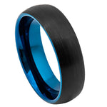 895-6mm Brushed Black & Blue IP Plated Classic Domed Band
