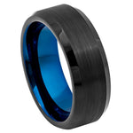 904-8mm Black Outside Blue Inside IP Plated Brushed Center Beveled Edge