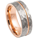 908-8mm Grooved Hammered Finish & Rose Gold IP Plated Inside