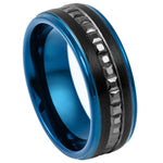 910-8mm Black IP Plated Blue Edges Black CZ Princess Cut Eternity