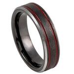 911-6mm Charcoal Gray IP Plated Ice Finish with 2 Red Stripes