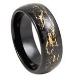 913-8mm Black IP Plated with Imitation Yellow Meteorite Inlay