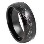 914-8mm Black IP Plated with Imitation Black Meteorite Inlay