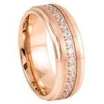 926-8mm Rose Gold IP Plated White CZ Round Cut Eternity