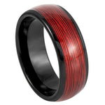 934-8mm Domed Black IP Plated Rolled Red Wire Inlay